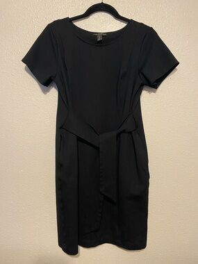 Nursing/Maternity Black Short-Sleeve Dress with Waist Sash, Size Large